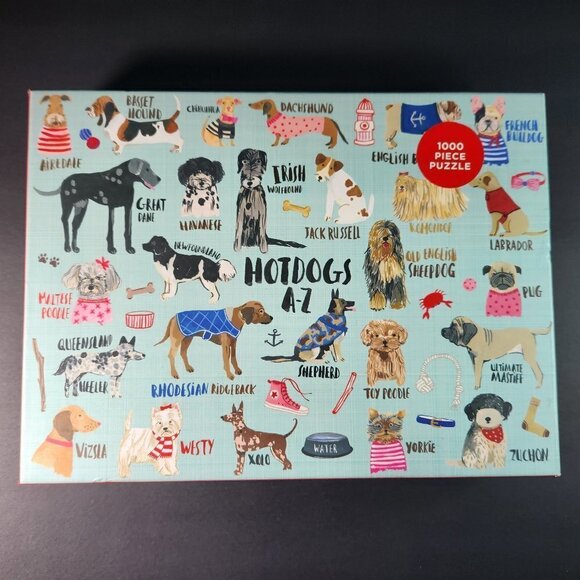 Hotdogs A-Z 1000 Piece Jigsaw Puzzle Dogs Mudpuppy New Factory Sealed - Picture 1 of 12